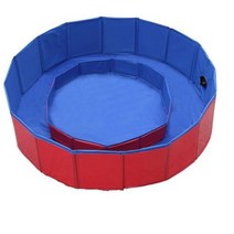 강아지수영장 접이식 개 수영장 애완 동물 목욕 욕조 야외 접을 수 있는 풀 고양이 키즈, Red Blu+M 60x20cm