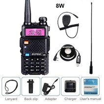 BAOFENG uv 5r 8w 워키 토키 장거리 UV-5R 스캐너 라디오 아마추어 hf 송수신기 VHF UHF 햄 방송국, add MIC cabl ante_중국어