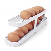 [퍼베이드] 슬라이딩 2단 계란트레이 냉장고 에그 달걀 보관 정리함, 화이트