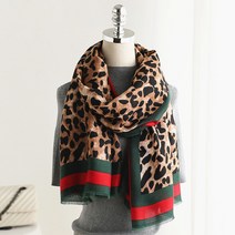 나도퀸 레오파드 배색라인 머플러