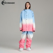 RichMagic 방수 방풍 아웃도어 스포츠 스노보드복 세트 기모 그라데이션 루즈핏 커플 세트