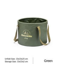 백패킹 하이킹 장비Naturehike 접는 버킷 방수 접이식 물 싱크 버킷 휴대용 여행, 녹색-20L