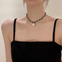 고급 센스 액세서리 목걸이 여성 틈새 디자인 감각 쇄골 체인 가죽 칼라 달콤한 멋진 동백 Chocker