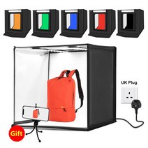 미니 스튜디오 포토 박스 PULUZ-60x60 사진 스튜디오 라이트 박스 촬영 텐트 6 색 배경 탁상 LED 조명, 02 UK Plug BS