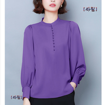 해외직구 랄프랄프샵 단색 랜턴소매 여성 드레이프 쉬폰 블라우스
