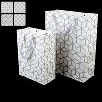 포장 장바구니 손잡이 종이 쇼핑백 기념품 실버 선물 쇼핑백, 소 - 사각 도트