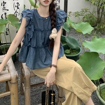 블링앤수 라운드넥 프릴 민소매 나시 블라우스 LZZ200