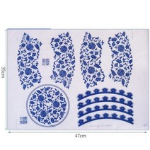 도자기 점토 전송 종이 유약 언더글레이즈 꽃 Jingdezhen 파란색과 흰색 데칼 47x35cm 1 피스, 07