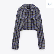 자라 자켓 여성 ZARA 체크 정장 캐주얼 숏 크롭 4661752 407