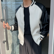 미스터스트릿 나그랑 배색 레더 블루종