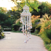 천연조개풍뎅이 수공예품 홈도어걸이 거실장식 남녀친구 생일선물, No.5원색일본풍차임길이55Cm폭15Cm