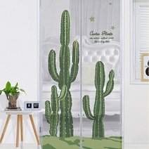 다샵 일체형 자석 프리미엄 현관 방문 모기장 방충망, 그린선인장 120X210