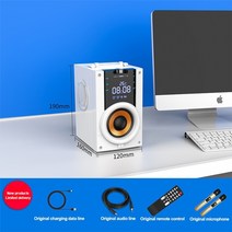 SOAIY 휴대용 블루투스 스피커 더 큰 전원 열 야외 라우드 스피커 서브 우퍼 컴퓨터 스피커 음악 센터 리모컨 캠핑스피커, 두 개의 마이크가있는 흰색