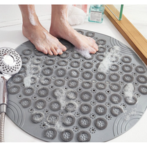 물고임 걱정없는 강력빨판 욕실 미끄럼방지매트 욕실매트 욕실발판 욕조발판 욕조매트 원형 발세척매트 패드, gray