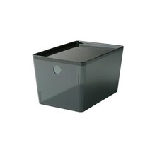 이케아 쿠기스 플라스틱 사각 수납 정리함 (화이트 터쿼이즈 투명블랙), 투명블랙18x26x15 cm