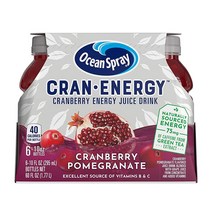 Ocean Spray Cran-Energy 크랜베리 석류 에너지 주스 음료 283.5g(10온스) 병(6팩), Cranberry Pomegranate
