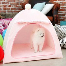 파스텔 강아지집 원터치텐트 방석포함 푸들집 애완동물하우스 개집DIY 펫집, 펫스타 원터치애견하우스 소형핑크