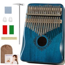 마림바 미니 칼림바 Kalimba 17 Keys 엄지 손가락 피아노 고품질 핸드 가드 우드 마호가니 Mbira Body 악기, 04 blue 2nd