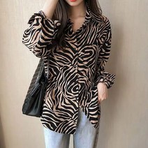 (베세토상점)여성 데일리 세르펜 지브라 가슴 포켓 긴팔 셔츠 남방 9967ea