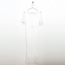 빈티지다온 빈티지 화이트반팔 슬림 뒷면 브이넥 셀프웨딩드레스