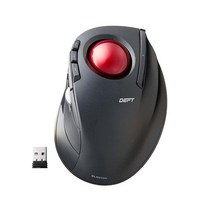 ELECOM DEFT 트랙볼 마우스 2.4GHz 무선 핑거 컨트롤 8버튼 기능 인체 공학적 디자인 광학 게이밍 센서 부드러운 레드 볼 윈도우 11 맥 OS (MDT2, Black / Red ball