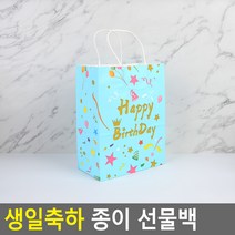 생일 축하 종이 선물 포장 가방 백 봉투 12종 택1, 대 - 블루