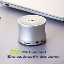 스피커 새로운 EWA A109 TWS 블루투스 스피커 금속 휴대용 음악 스피커 AUXIN 마이크로 SD 마이크 핸즈프리 홈 사운드 박스, 미국, A109-Silver TWS SET