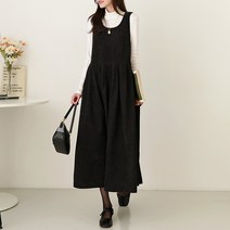 시크루즈 렐드 코듀로이 스트랩 밴딩 주름 멜빵 원피스_BDOE622