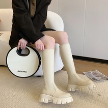 승마부츠 승마 롱 수제 통 여성 가죽 부츠 박차끈 말과자 따뜻한 니하이 부츠 여성용 패션 뒷면 지퍼 가, 01 Beige_06 40