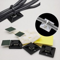 대형 케이블 타이 정리 고정 전기선 접착용 자체 접착 마운트 홀더 베이스 흑백 50 개 100, 100Pcs 25x25 White