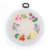 엔조이스티치/ 프랑스자수패키지-들꽃리스/ 수틀액자만들기/ 자수수업 공방 패키지JS1003/ 초보자용자수패키지, 핑크