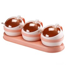 향신료 랙 세트 양념 병 스토리지 랙 주방 소금 조미료 항아리 고추 병 바베큐 셰이커 양념 항아리 세트 설탕 소금, 3 cans Pink, 하나