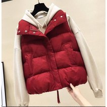 아우터조끼 겨울 가을 뚱뚱한 다운 면 베스트 여성 숏 빅사이즈 슬림핏 민소매 나시 보온 패딩 웰론 코트