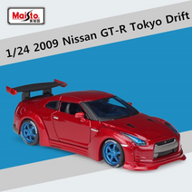 1:24 2009 닛산 gtr 도쿄 드리프트 스포츠카 모델 다이캐스트 금속 장난감 레이싱 자동차 차량 모델 시뮬레이션 선물, 빨간색