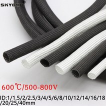 동관 열교환기 고온 화학 유리 섬유 튜브 슬리브 1/5M ID 1mm 40mm 꼰 600 Deg. C, [10] 7mm, 02 Black, [01] 1 Meter