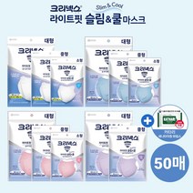 크리넥스 라이트핏 쿨 마스크 50매 대형 중형 소형 화이트 소프트블루 로즈핑크 라벤더퍼플 슬림앤쿨 실내 실내용, 라이트핏 슬림앤쿨 대형