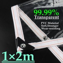 천막 캐노피 가제보 99.9 투명 pvc 타포린 텐트 커버 창 발코니 방풍 방수 울타리 그물 방수 천 정원 투명 방수포, 1m x 2m