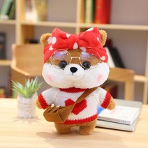 PKTOYS DIY귀여운 애착 오가닉 강아지인형 봉제 동물 크리스마스 명절 선물, 갈색 사랑 연인, 30cm