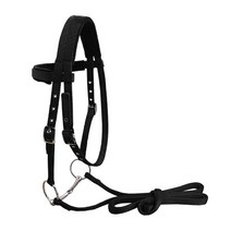 말굴레 말굴레고삐 굴레고삐 승마굴레 마방굴레이동식 snaffle이있는 부드러운 나일론 Horse Bridle Headst, 04 Black M