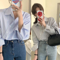 웬디 불규칙 사선 단추 블라우스 BS12451
