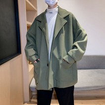 남자 반코트 가을 재킷 빅사이즈 아우터 커플 단색 코트 간절기 하프 코트 블루 자켓 더플 키작은 하객룩