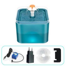 고양이장난감 고양이 물 분수 자동 필터 실내 디스펜서 피더 그릇 라이트 스마트 개 마시는, 없음, Cyan EU Plug+2L