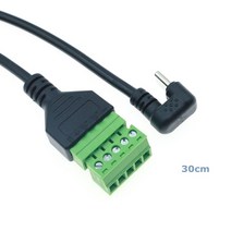 1 ft 180 학위 USB C 혁명 5 핀 여성 볼트 커넥터 쉴드 단자 솔더리스 케이블, [01] 0.3m