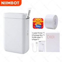 UV인쇄기크리스탈 상업용 프린팅 로고 디자인 Niimbot D101 UP 열 라벨 프린터 휴대용 포켓 메이커 전화 홈, 01 D101 Printer