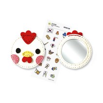 가죽 손거울 만들기 diy 공예 키트 휴대용 접이식 거울 세트 반제품 패키지, 가죽손거울:닭 ＋ 사은품 증정, 1set