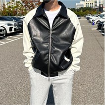 툼스 오버핏투톤 레더코팅 남자자켓 점퍼 - 2color