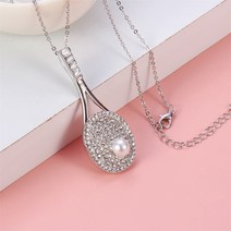 테니스연습기 비정상적인 테니스 라켓 스타일 여자의 목걸이 목에 초커 체인 액세서리 전체 세트 지 르 콘, 01 백금 도금
