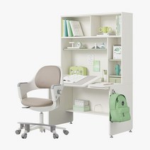 한샘 티오 그로우 각도조절 책상세트 5단 120x75cm+링고S 고정중심봉DIY(발받침), 책상_내추럴오크+화이트/의자_핑크(R)