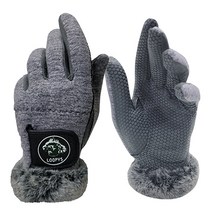 [하도] GH LOOPYS 퍼 겨울 방한 실리콘 골프장갑, 여성, 그레이/GREY