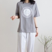 코지 여자 바닷가 아기천사 프린팅 면 반팔티